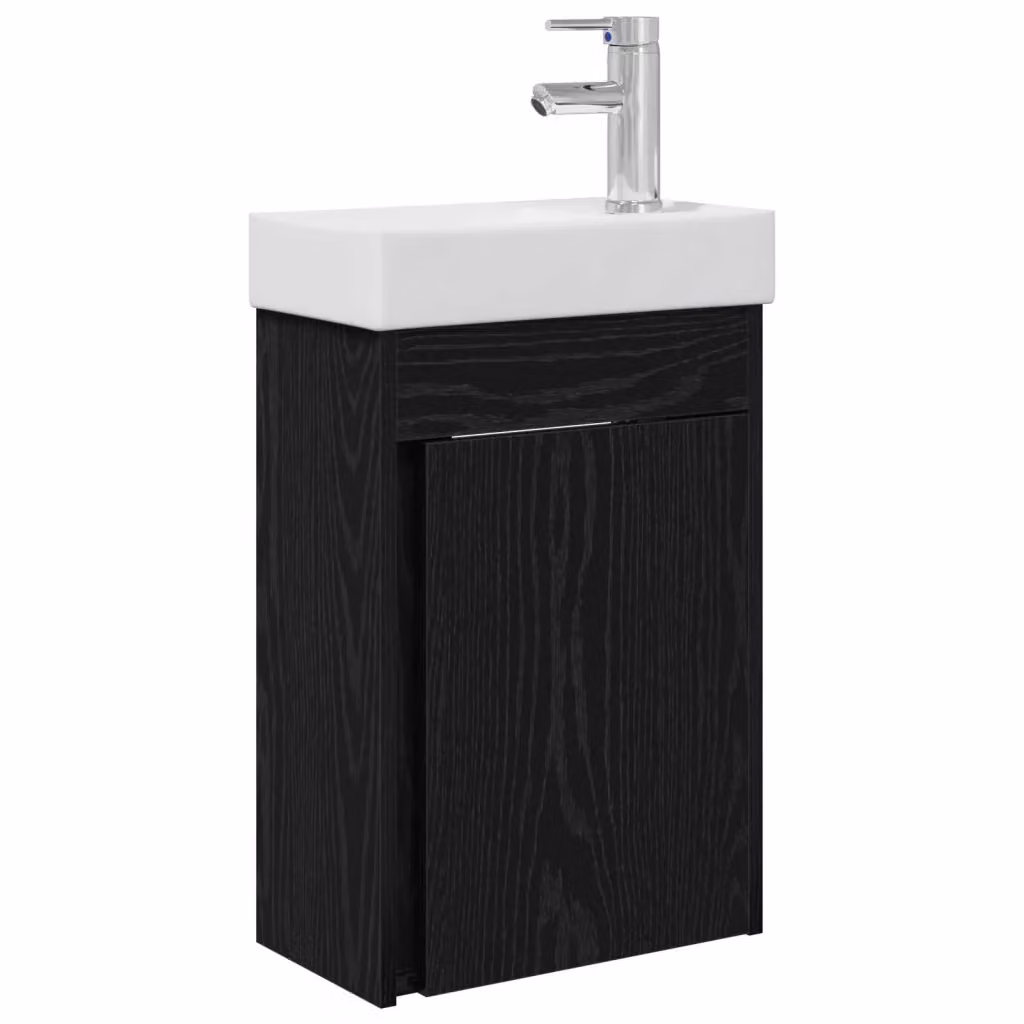 Mobile bagno moderno vidaXL sospeso con lavabo in ceramica bianco e finitura nero opaco L/P/H: 40,5 x 22,5 x 62 cm – 2