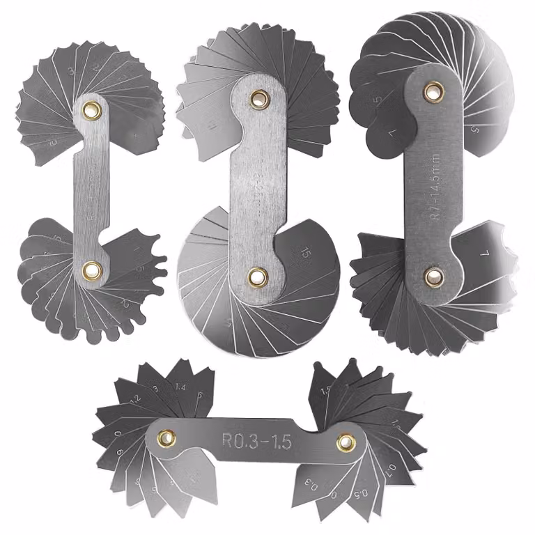 Solidchoice - Misuratore di raggio - Confezione da 4 pezzi - Utensile di precisione - Acciaio inossidabile - Strumento di precisione per fabbri e utensilemakers - Adatto per diverse applicazioni