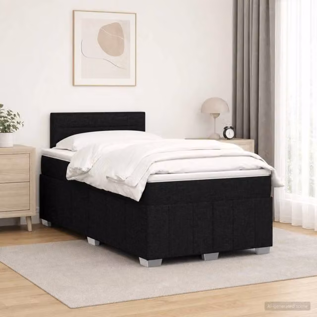 Letto box spring ibrido vidaXL con materasso a molle insacchettate e base contenitore, colore nero, L/P/H: 120 x 200 x 140 cm