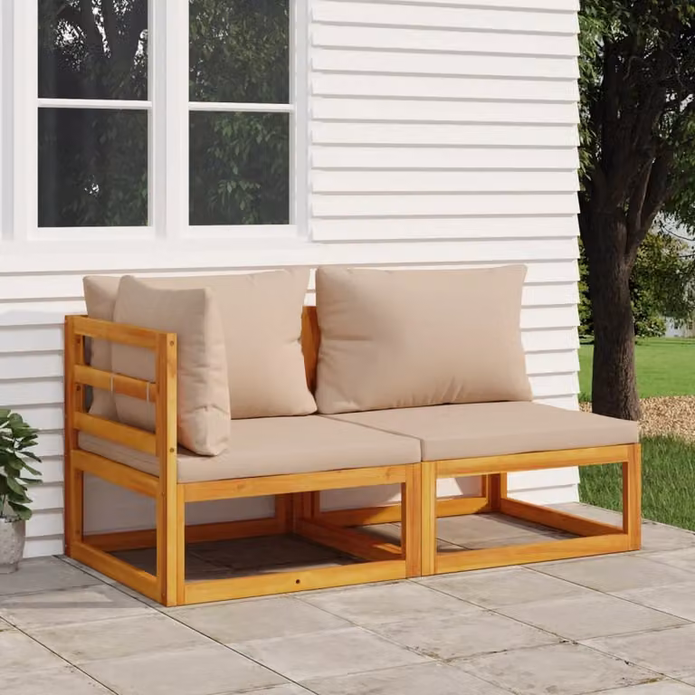 Maison Exclusive - Set divano da giardino 2 pezzi con cuscini in legno massello di acacia