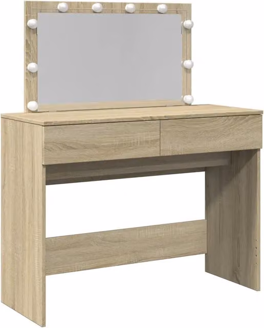 Toeletta con specchio LED in Rovere Sonoma, L/P/H: 100 x 40 x 120 cm