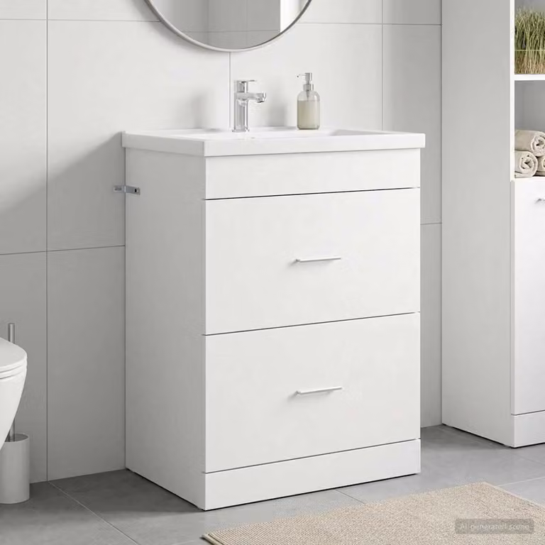 Mobiletto da bagno sospeso vidaXL bianco con cassetti e ante, L 56 x P 37,5 x H 81 cm