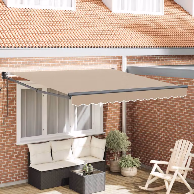 Tenda retrattile vidaXL beige in poliestere e metallo, L 300 x P 250 x H 165 cm