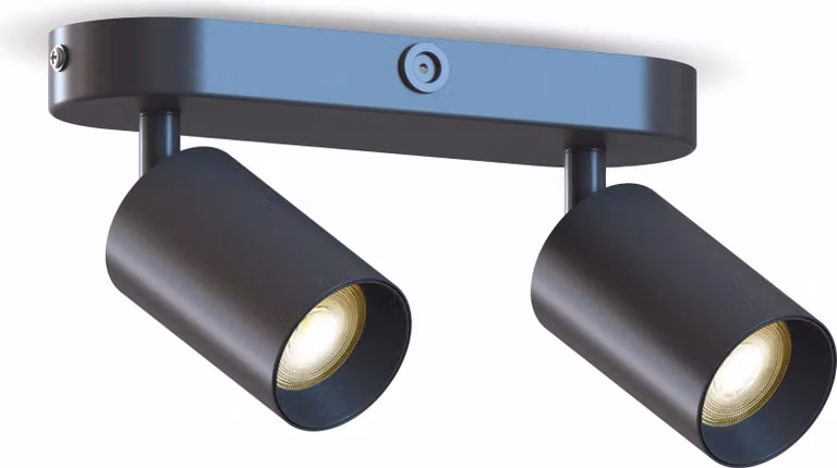 Lampada da soffitto Calex, a 2 luci, con anelli decorativi, esclusa lampadina GU10, colore nero