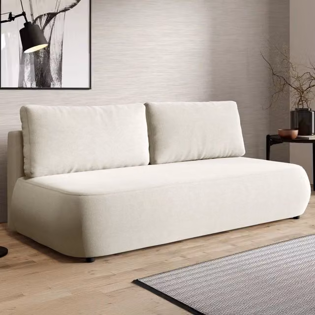 Divano Letto 2 Posti con Contenitore DMORA Bianco Crema L: 210 cm, P: 106 cm – 1