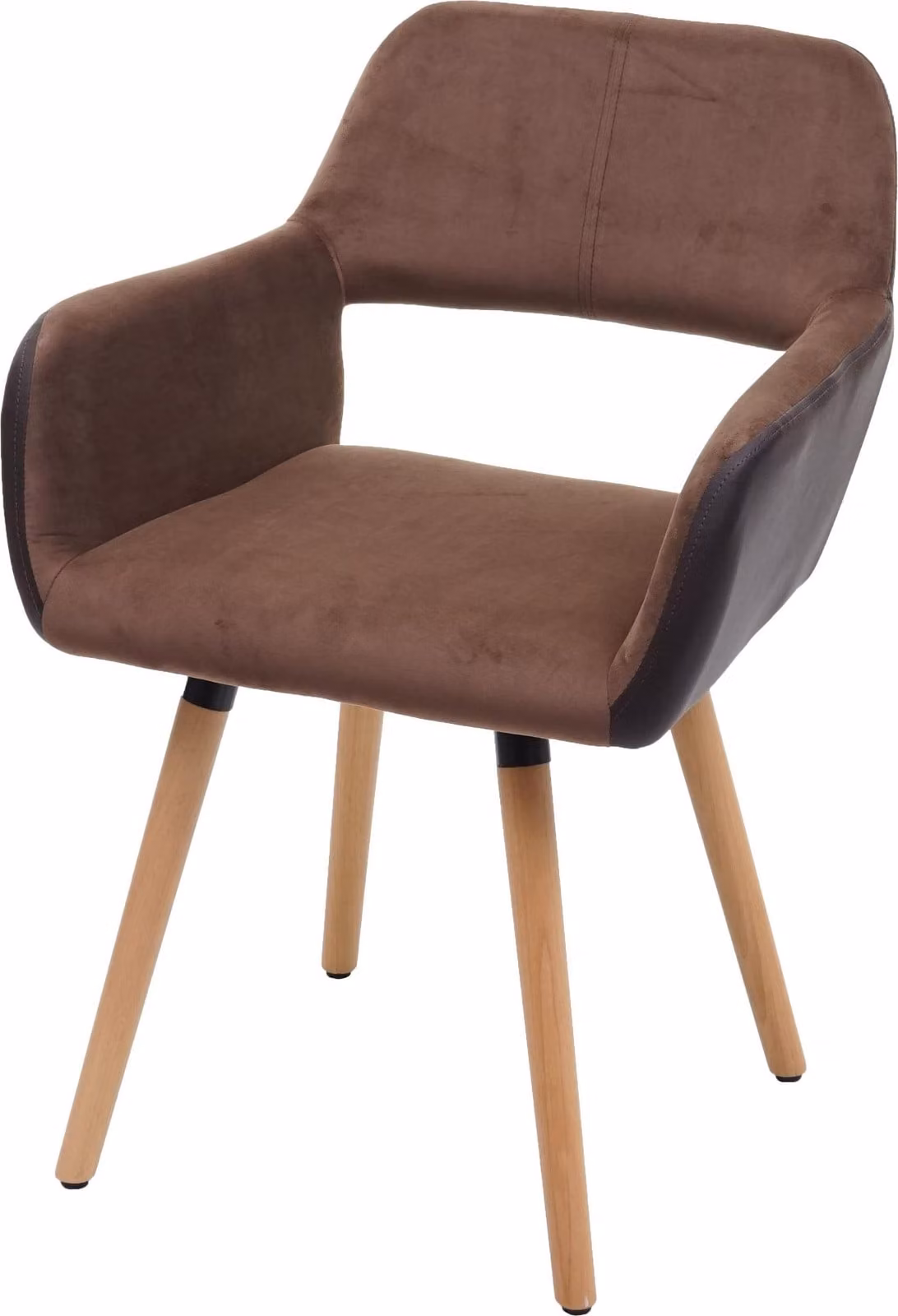 Sedia per sala da pranzo HWC-A50 II, sedia da cucina, design retrò anni '50 ~ ecopelle/tessuto, marrone chiaro, gambe chiare
