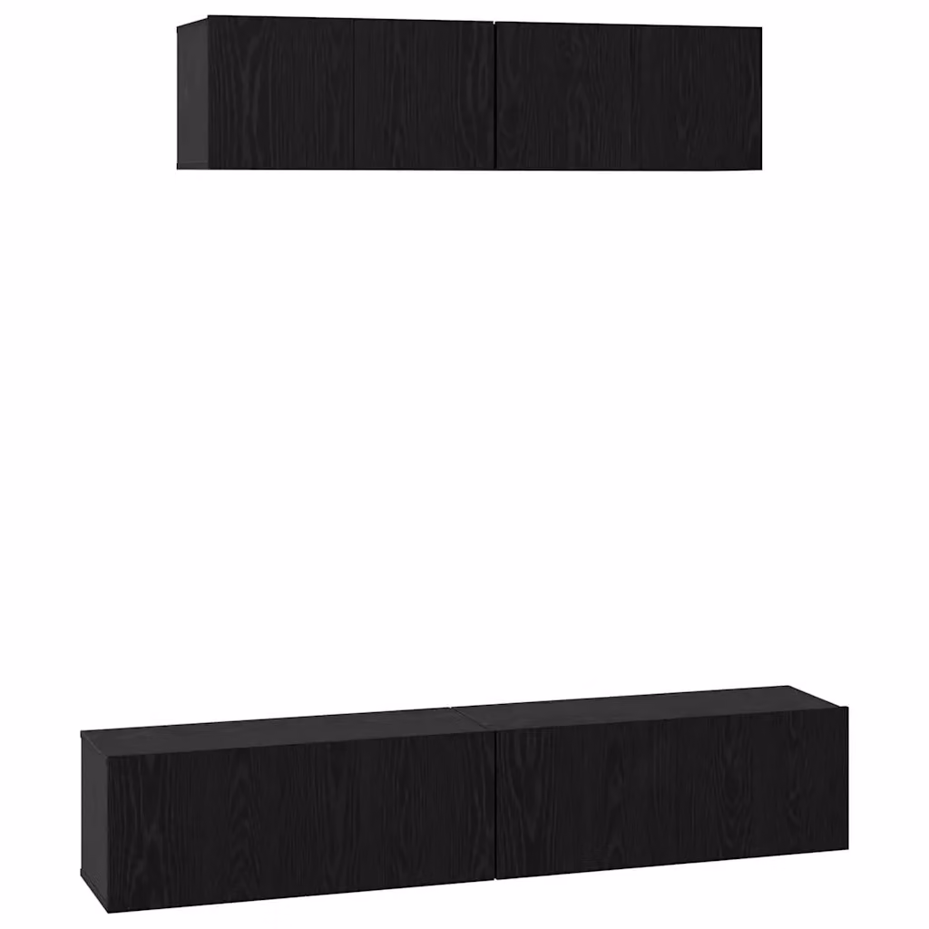 Set mobile TV moderno vidaXL in 4 pezzi, Rovere e Nero, in legno MDF per soggiorno, L: 60 cm, P: 30 cm, H: 30 cm – 2
