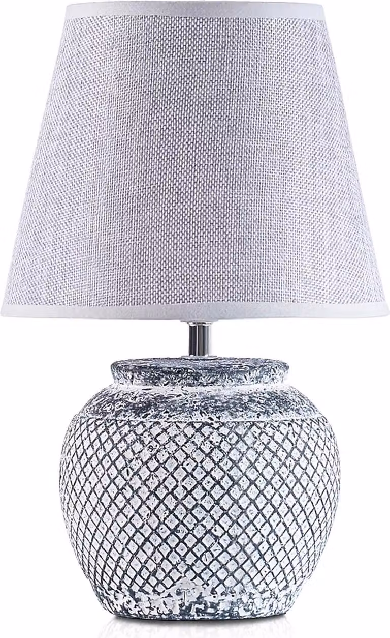 BRUBAKER Lampada da tavolo Lampada da comodino - 30,5 cm - Grigio - Base in Vetroceramica - Paralume in lino grigio chiaro