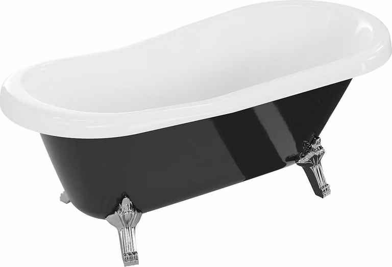 Vasca da bagno autoportante RETRO 150x73 cm CROMO NERO