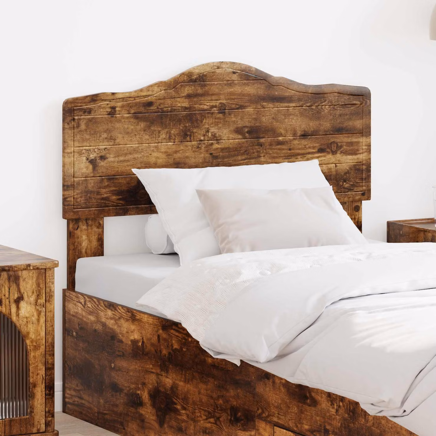 Testiera per letto vidaXL in legno ingegnerizzato Rovere fumé marrone con finitura opaca