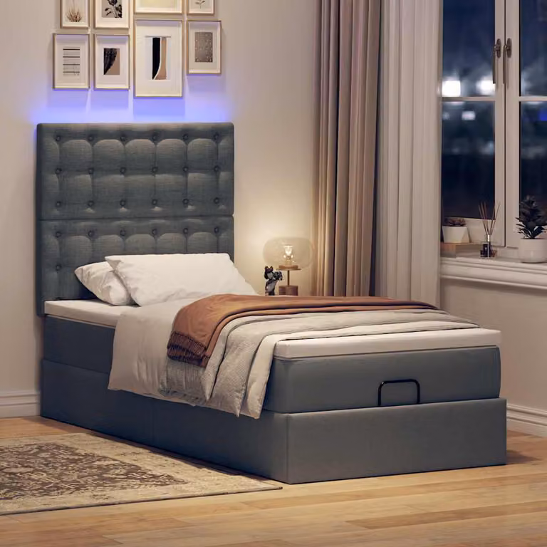 Maison Exclusive - Pouf Letto con Materasso e LED Grigio Scuro 80x200cm in Tessuto