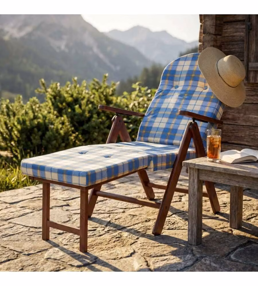 Cosma Poltrona Relax 4 Posizioni Blu con Cuscino e Prolunga Faggio