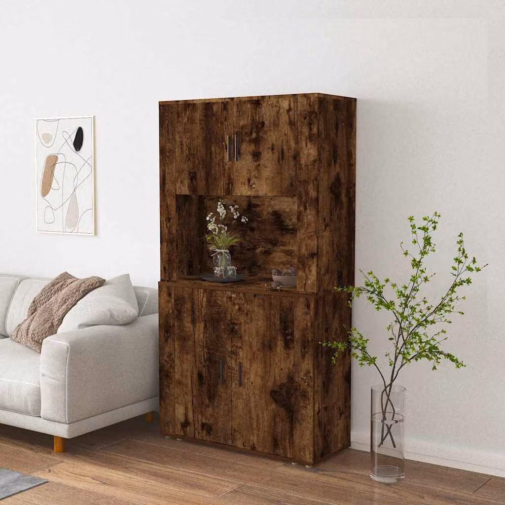 Credenza moderna vidaXL in legno multistrato color rovere fumo marrone
