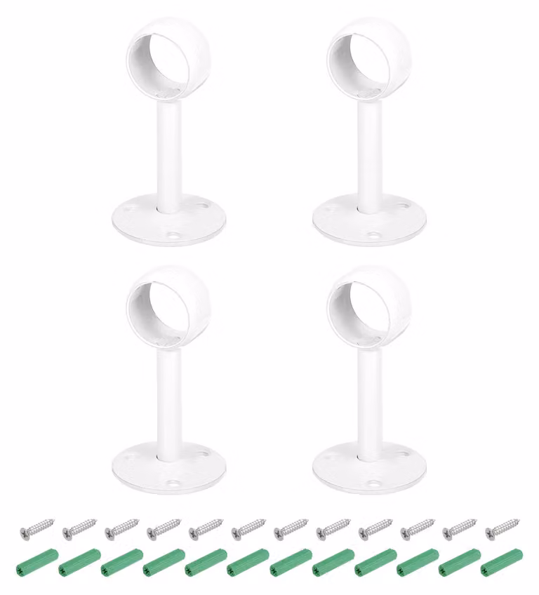 Supporti per tende, set da 4, acciaio inossidabile, 25 mm, colore bianco