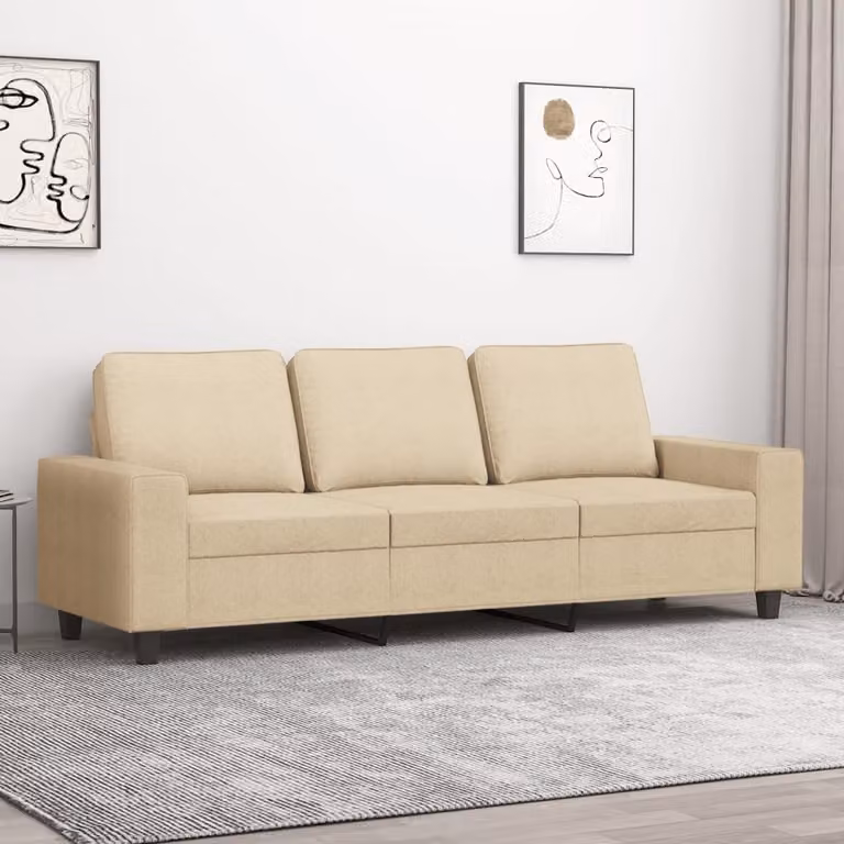 Divano a 3 posti vidaXL in tessuto beige con struttura in metallo per il tuo soggiorno
