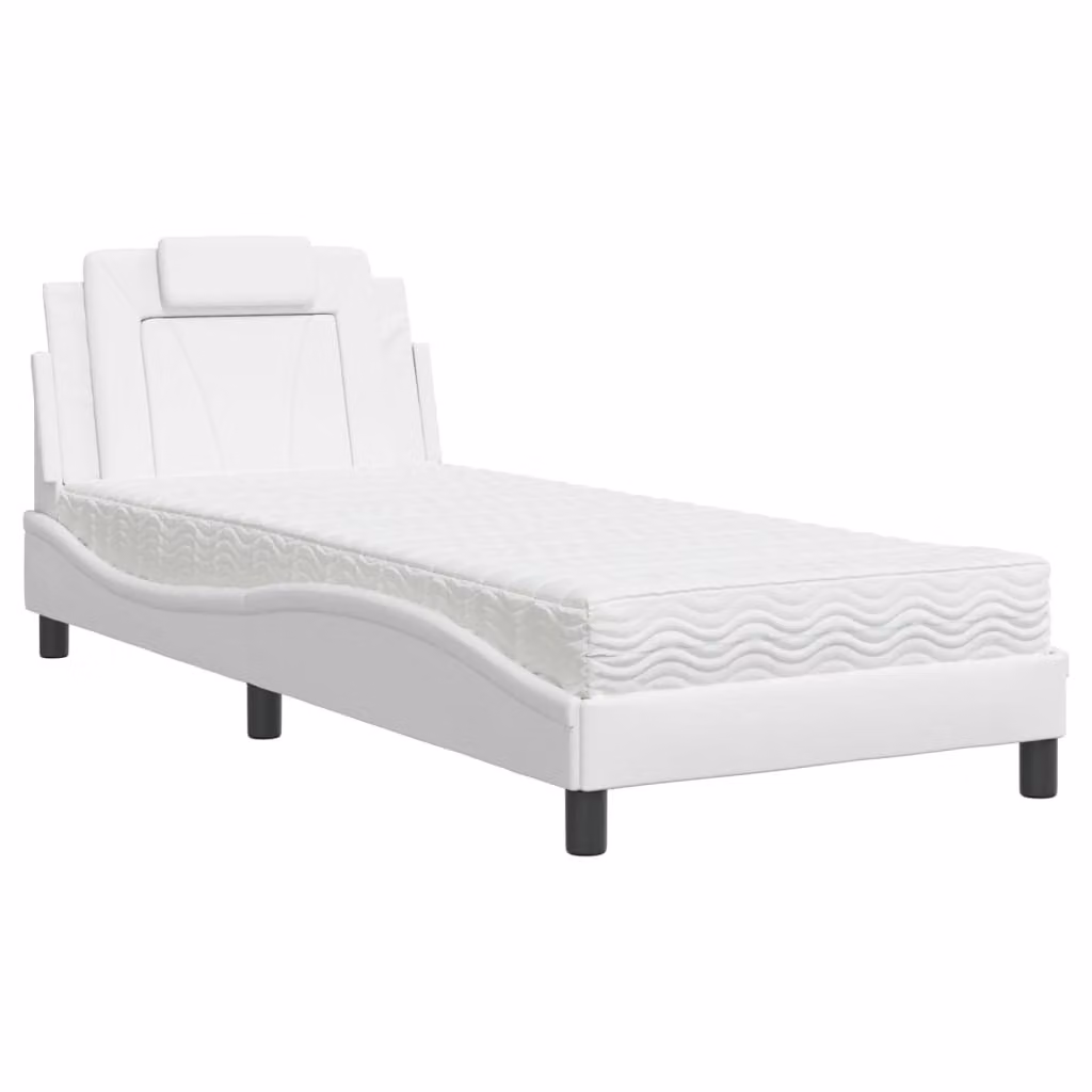 Letto Viana con Materasso Bianco 90x190 cm in Pelle finta