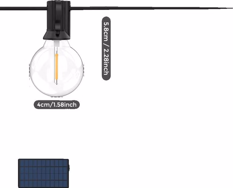 Catena luminosa solare a LED, con telecomando, modalità di regolazione dell'intensità luminosa, 12 metri, 30 lampadine