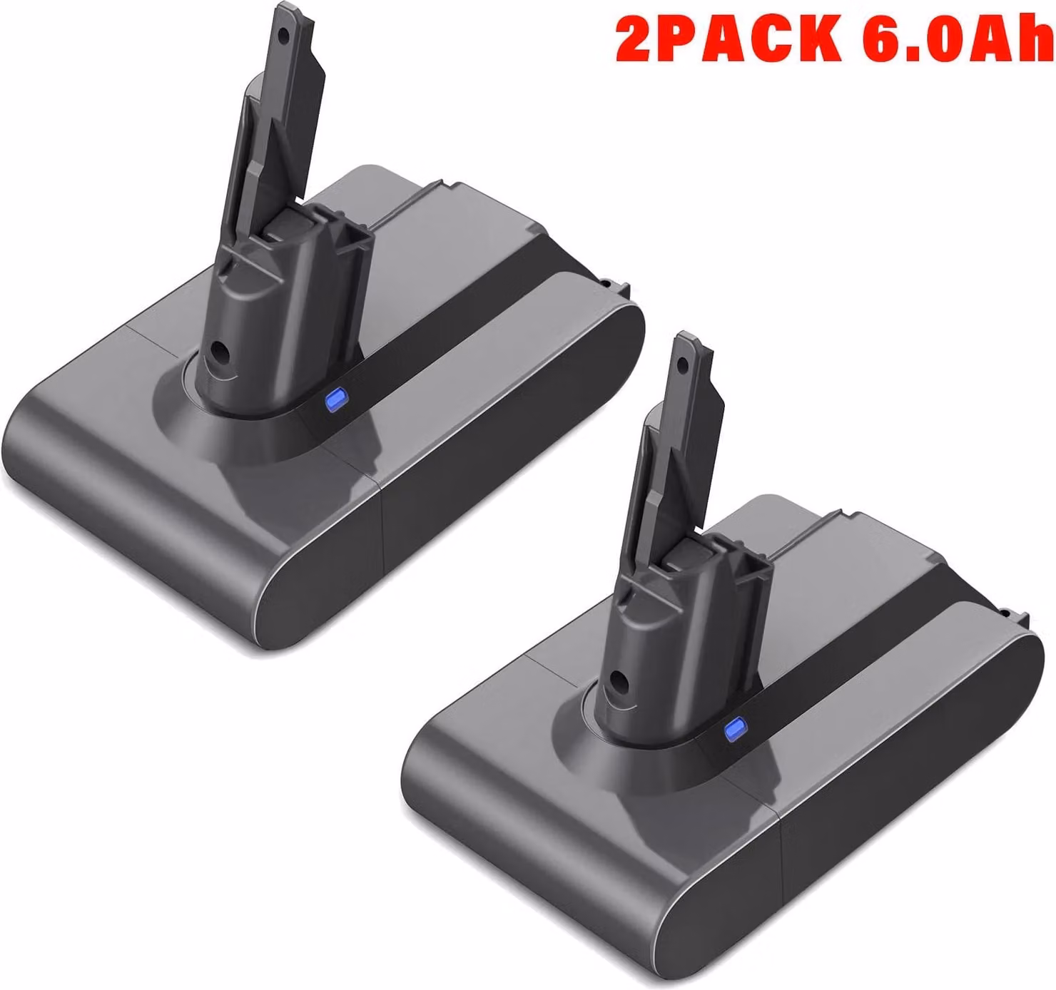 Batteria di ricambio per aspirapolvere V7 SV11 - Li-Ion 21,6 V - Confezione da 2 - 6,0 Ah - Compatibile con Trigger/Animal/Fluffy/Absolute/Handheld/Car+Boat - Rosso