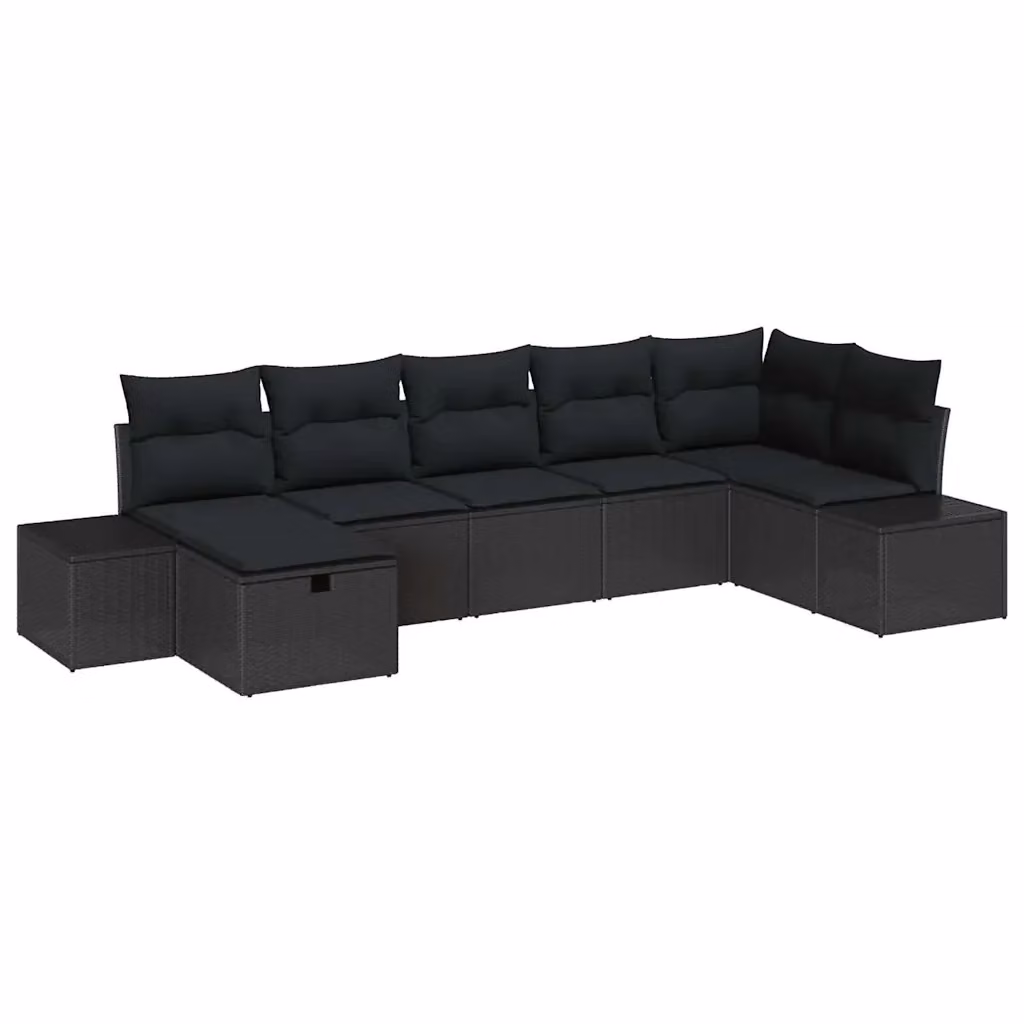 Set di divani da giardino vidaXL in rattan antracite con cuscini, componibile a forma di L con elementi angolari e pouf – 2