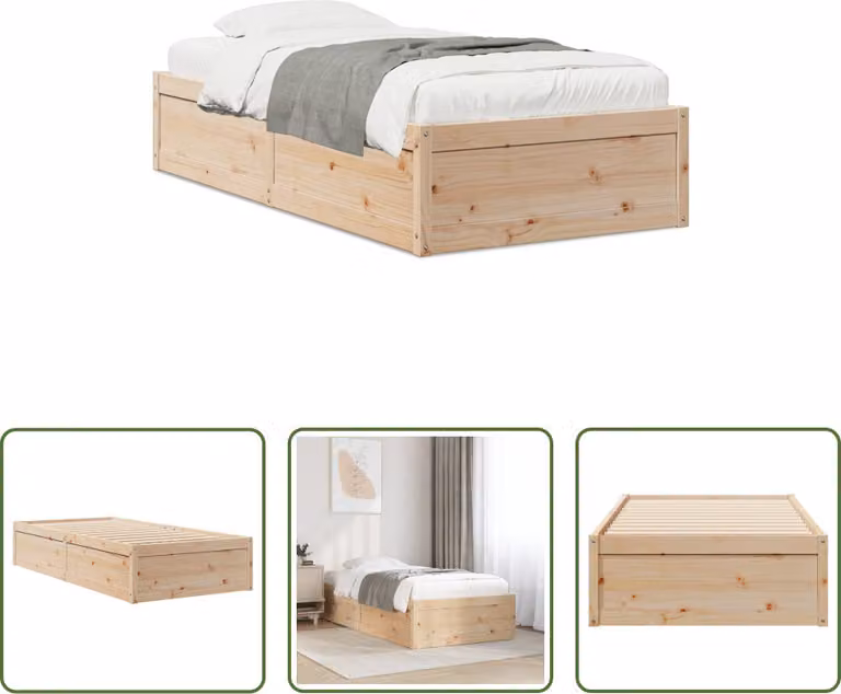 The Living Store Letto in legno massiccio senza materasso 75x190 cm in legno di pino