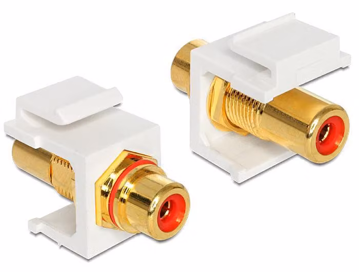 Keystone Modul Cinch Buchse > Cinch Buchse vergoldet rot / weiß