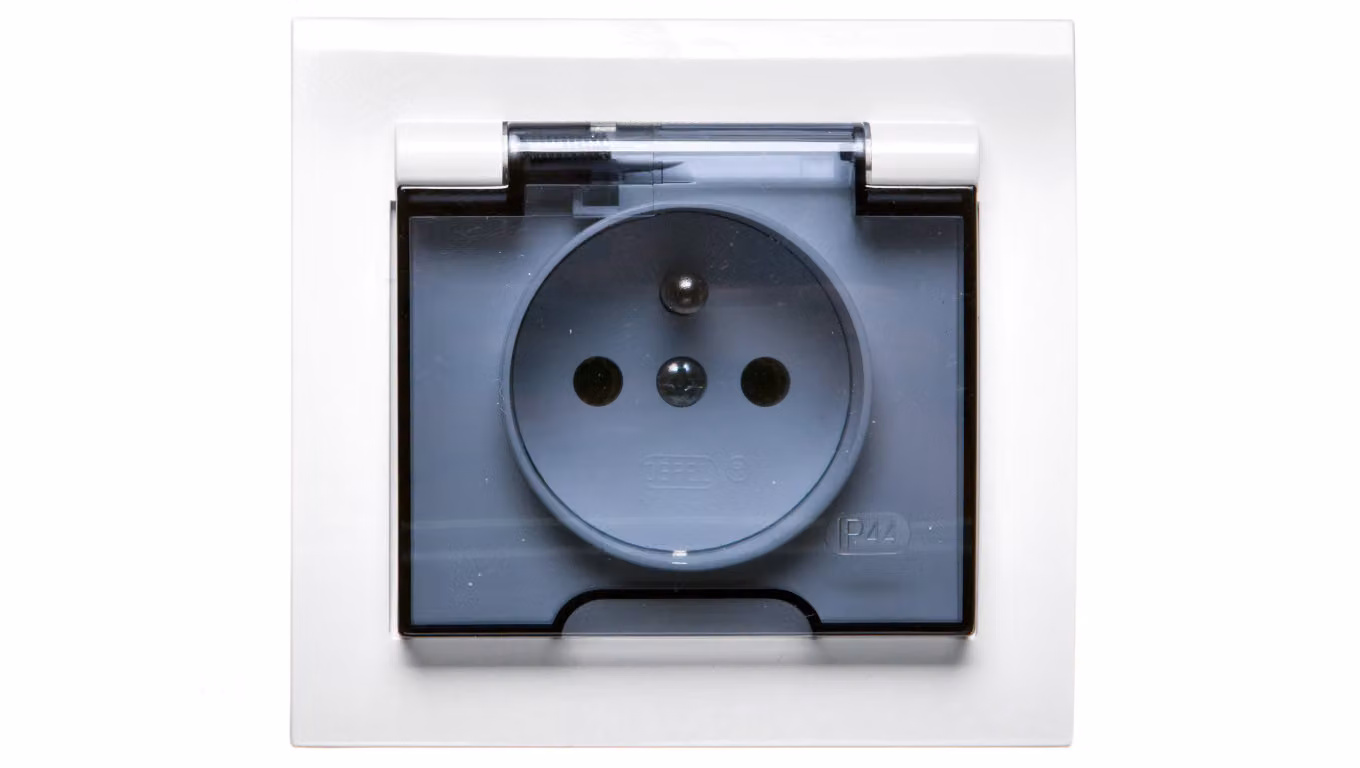 Presa di corrente KIER con coperchio IP44 bianco trasparente GPH-1WZ/00/d