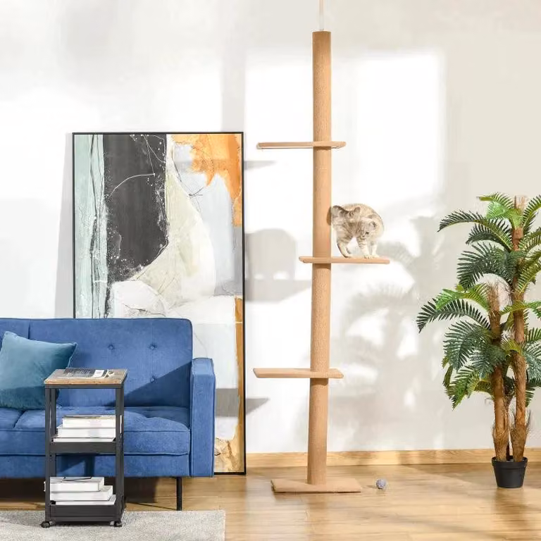 Albero per gatti - Torre da arrampicata con 3 piattaforme per riposare | Colore: Marrone | Dimensioni: 27x43x228-260 cm