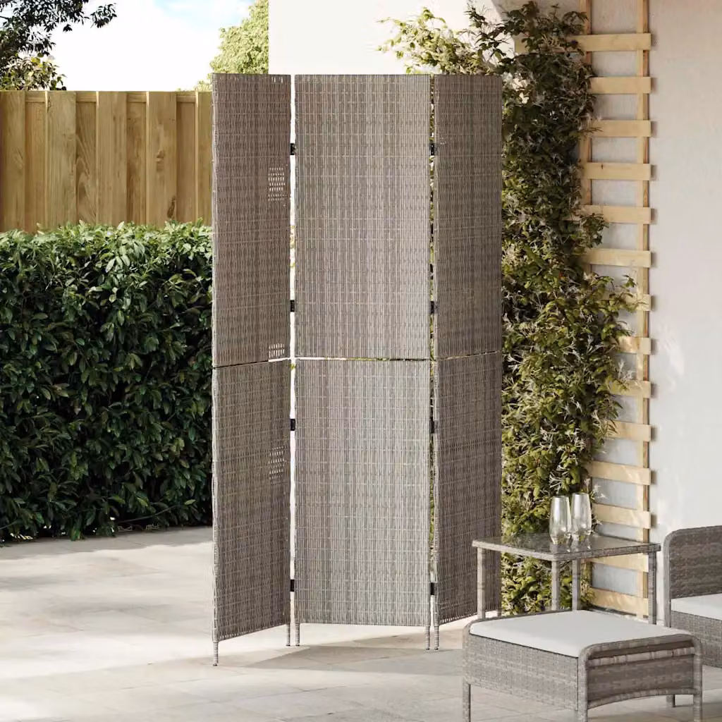 Divider per stanze vidaXL in rattan sintetico grigio, L 146 cm x H 180 cm