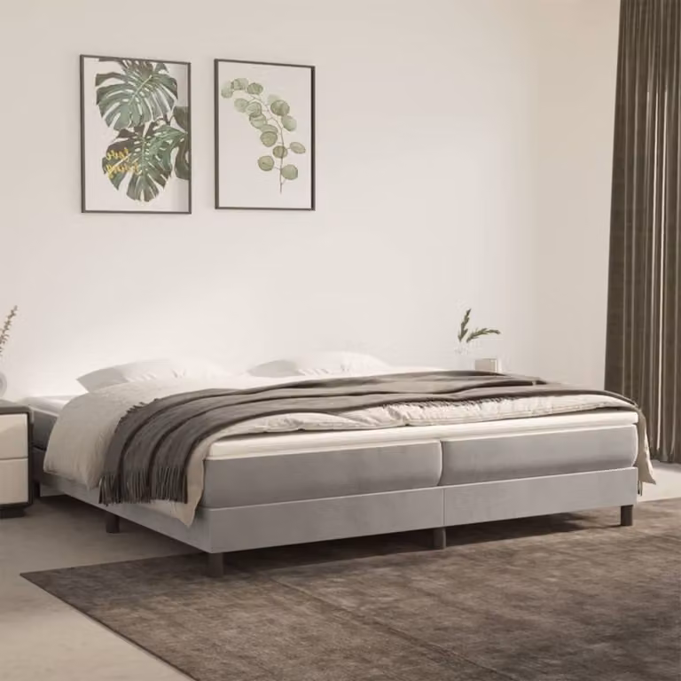 Maison Exclusive - Giroletto a Molle con Materasso Grigio Chiaro 200x200cm Velluto