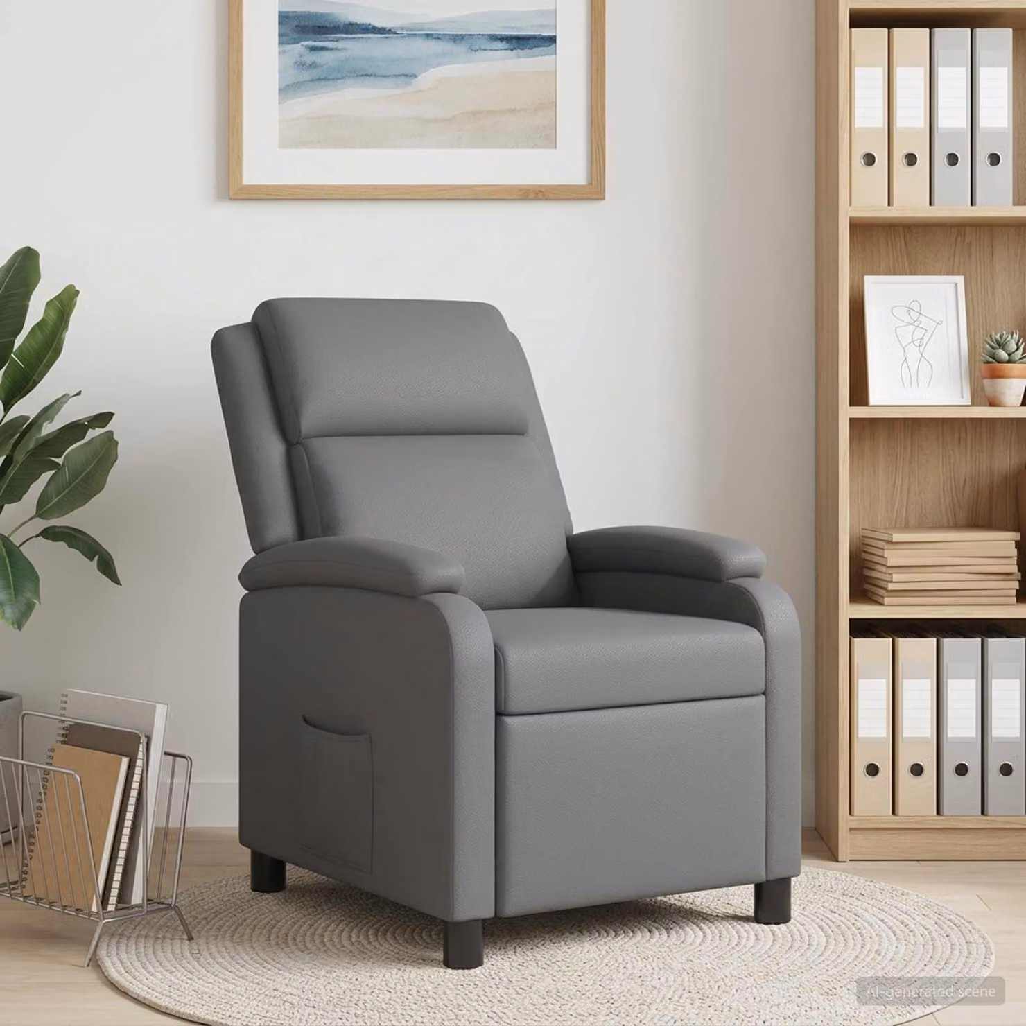 Poltrona reclinabile relax vidaXL in similpelle grigia con braccioli e design moderno