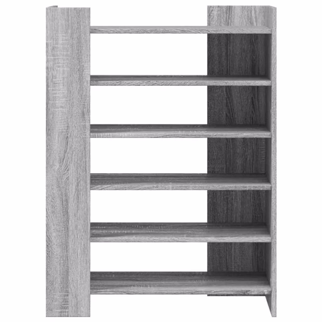 Scarpiera moderna Sonoma grigio con ante a battente e ripiani interni per ingresso o soggiorno L/P/H: 74,5 x 37,5 x 100 cm – 2