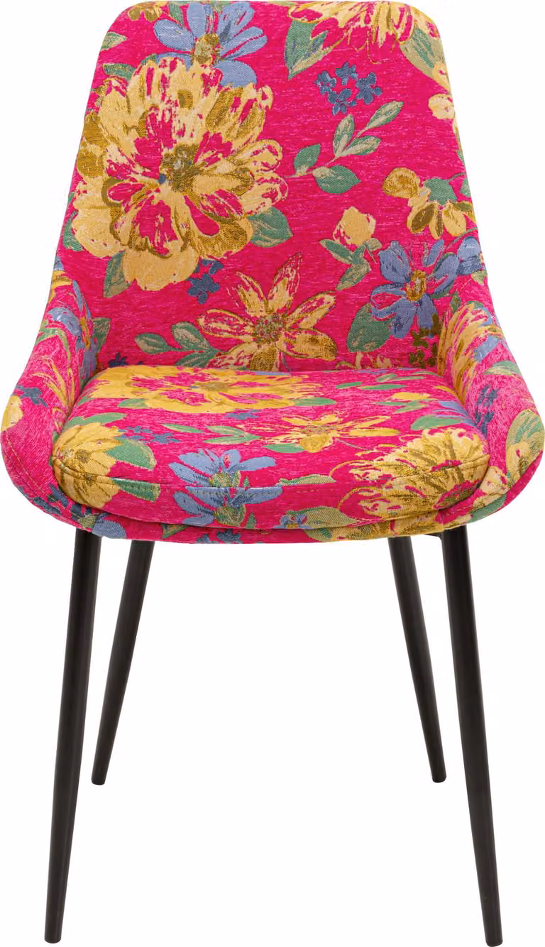Sedia da pranzo East Side, rosa, con motivo floreale, altezza seduta 47 cm, aspetto velluto