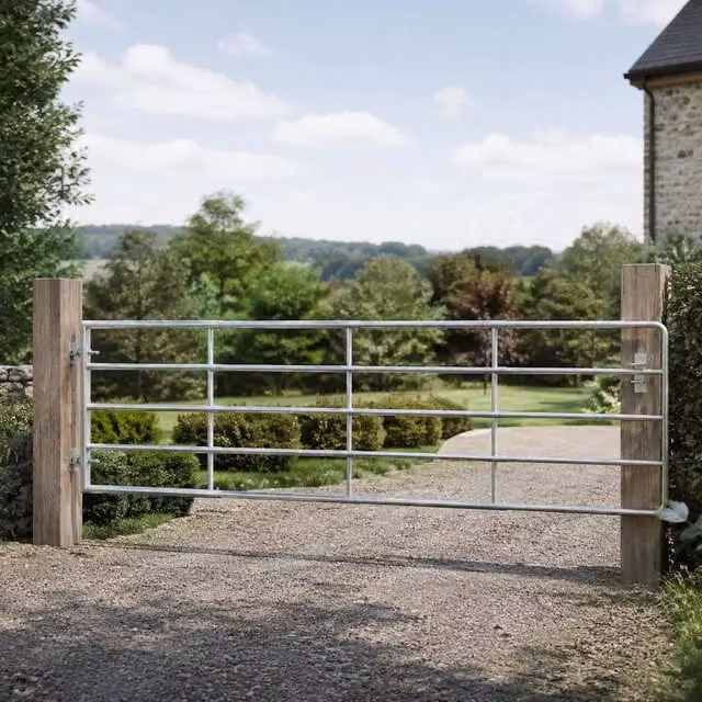 5-pipe Pasture Gate Steel (115-300)x90 Cm Silver