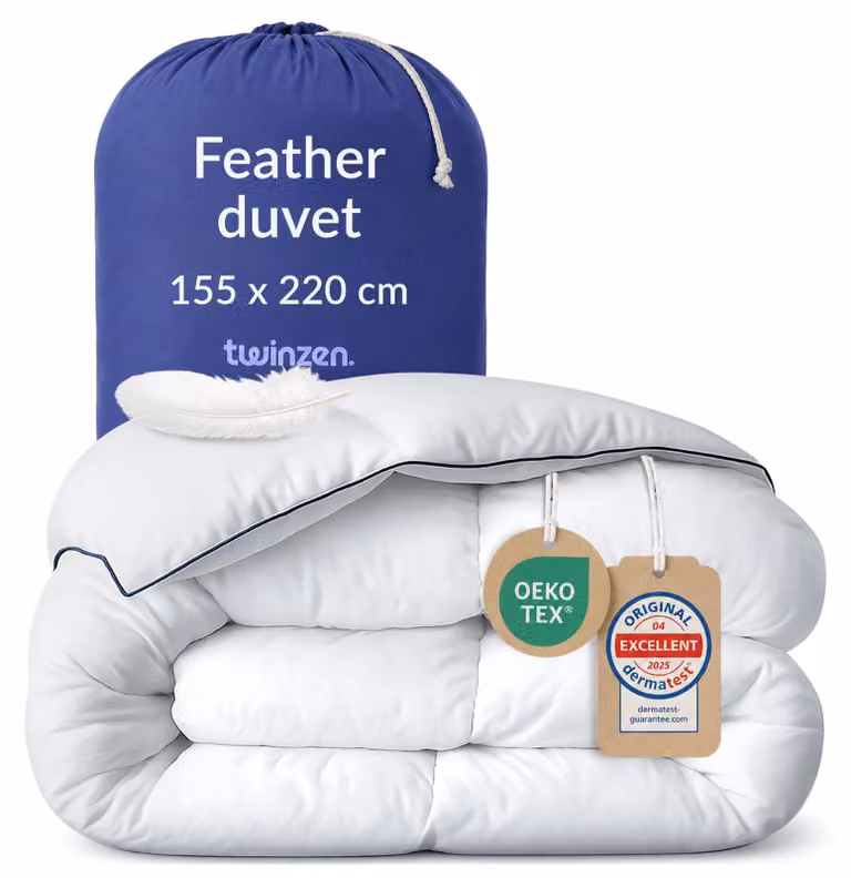 Coperta per tutto l'anno, 155x220 cm, 450 g/m², imbottitura in piume e piumino d'anatra