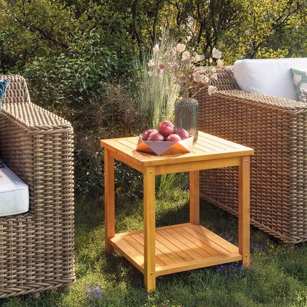 The Living Store Tavolino in legno massiccio di acacia 45 x 45 x 45 cm