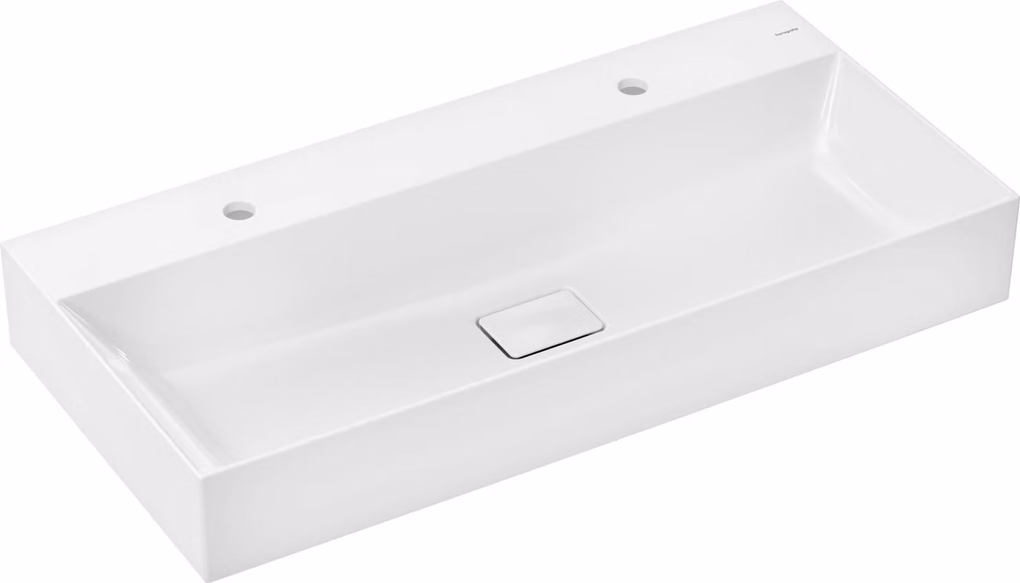 hansgrohe Xevolos E lavabo à poser, 2 trous pour robinet, sans trop-plein, poncé, SmartClean, 1000x480mm, avec vidage, blanc, 61111450, 61111450
