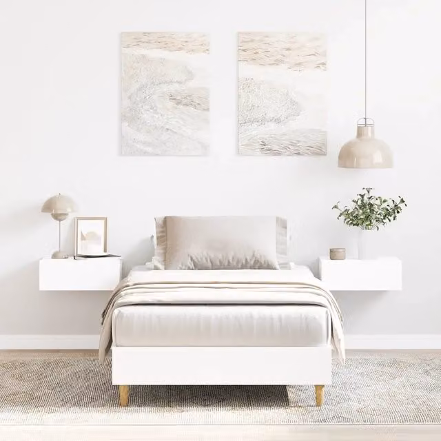 Giroletto vidaXL in legno bianco con doghe fisse L/P/H: 200 x 100 x 25 cm
