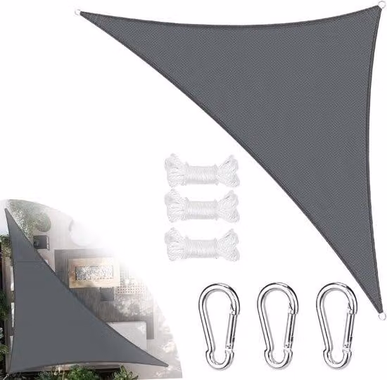 Telo triangolare antracite 3x3x3 m con protezione UV per giardino e terrazza