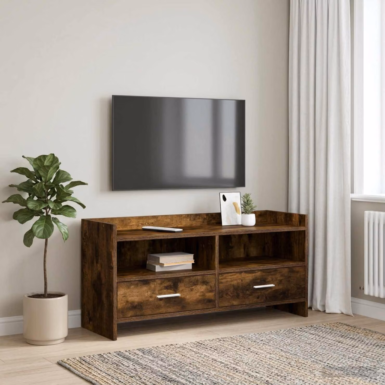 Mobile TV vidaXL in Rovere Fumo, L 100 x P 33 x H 47 cm