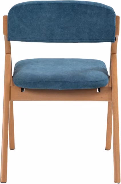 Set di 2 sedie pieghevoli imbottite MINIMAL in legno di faggio con seduta rimovibile, colore blu