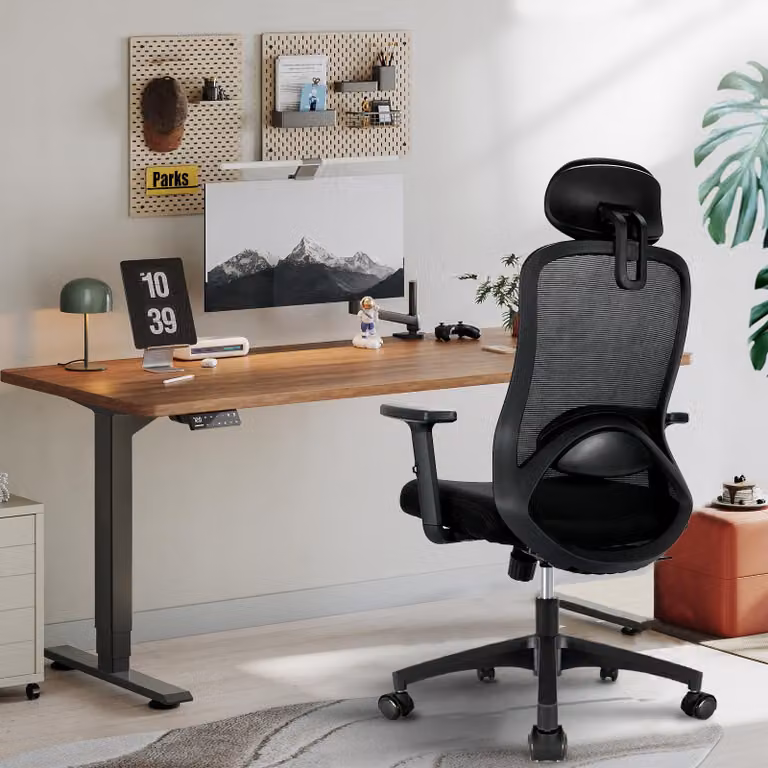 Sedia da ufficio ergonomica - Nera - Schienale alto - Poggiatesta regolabile - Sedia per ufficio
