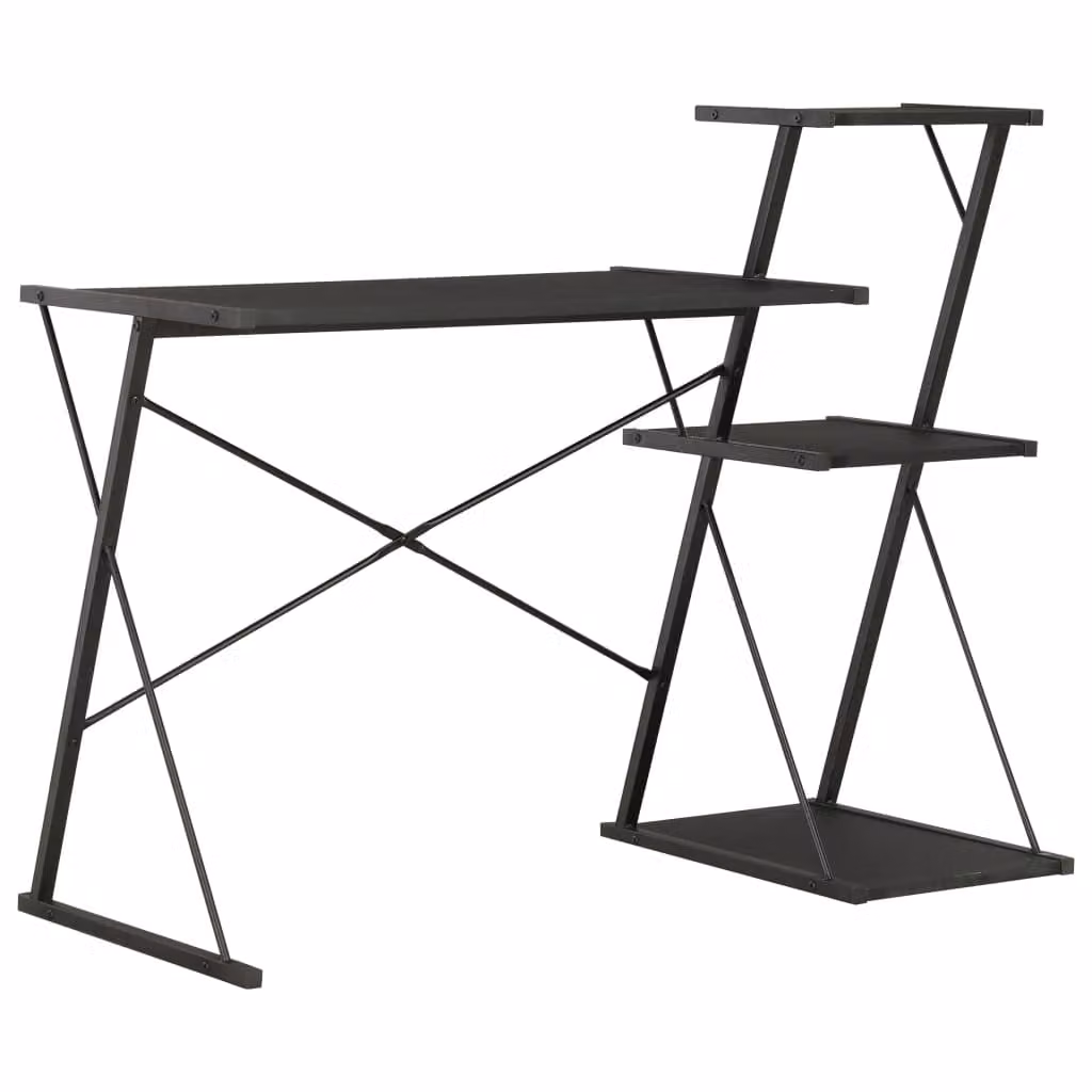 Scrivania con ripiano nero 116×50×93 cm