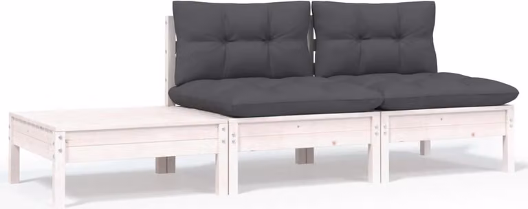 Maison Exclusive - Set da giardino 3 pezzi con cuscini Bianco Legno massello di pino