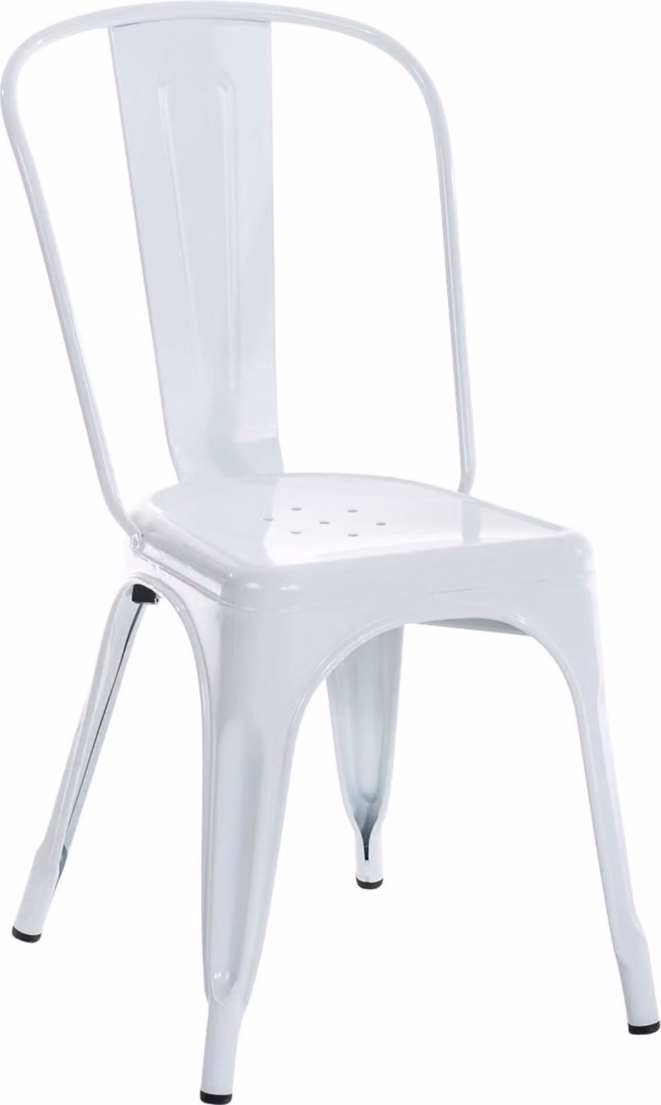 Sedia da pranzo in metallo, design industriale, impilabile per risparmiare spazio, colore: bianco