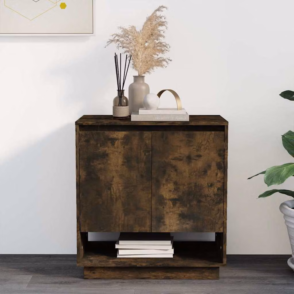 Credenza vidaXL in MDF color Rovere Fumo, design minimalista, L 70 cm x P 41 cm x H 75 cm