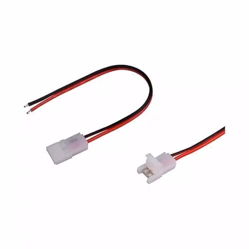 Connettore Flessibile per Strip LED di larghezza 10mm Innesto rapido tramite clip 2 Pin e cavi a saldare