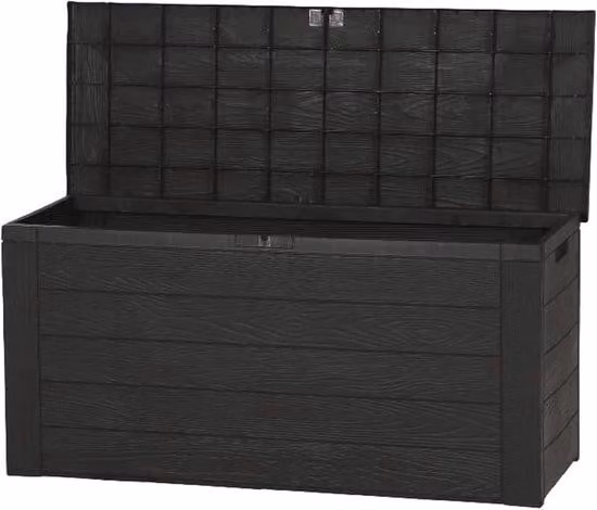 Contenitore per cuscini da giardino - Cassetta portaoggetti per esterni - Ideale per riporre cuscini - Design in legno - Dimensioni: 120x58x48 cm - Colore: marrone