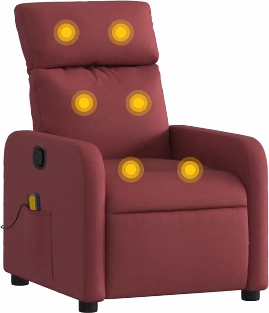 Poltrona Massaggiante | Sedia Relax Reclinabile Rosso Vino in Tessuto