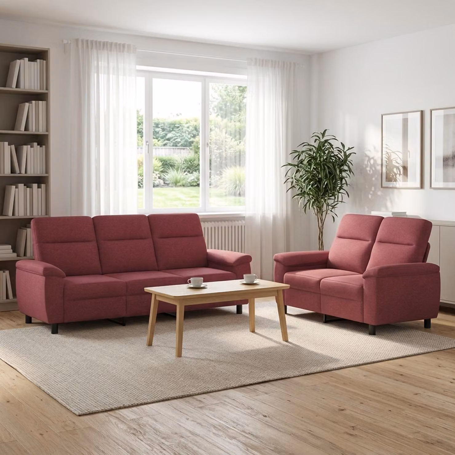 Set di 2 divani moderni vidaXL in tessuto rosso per soggiorno