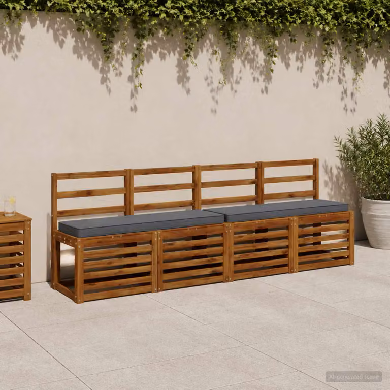 Set di 2 cuscini per panchina vidaXL VUGHT in poliestere blu con rivestimento rimovibile e resistente ai raggi UV